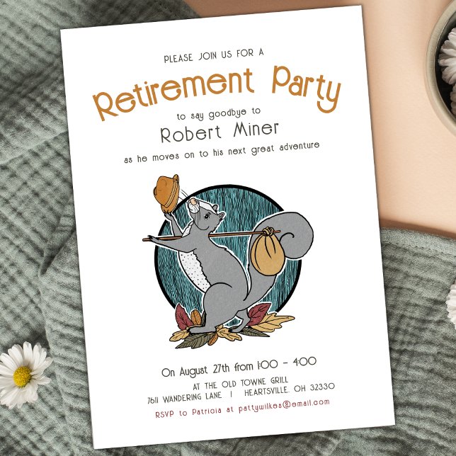 Adventure Squirrel Retirement Party Invitation (Creator Uploaded)