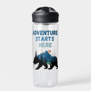 Adventure Starts Here Bear Silhouette Camping Water Bottle