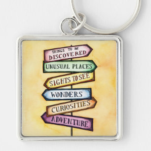 Adventure Street Sign Travel Art Key Ring