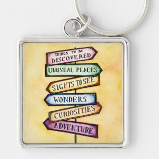 Adventure Street Sign Travel Art Key Ring