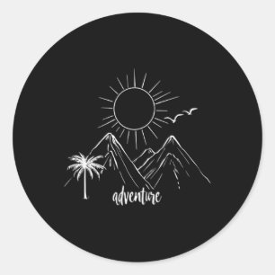 Adventure Sunrise Mountains Hiking Camping Camper Classic Round Sticker