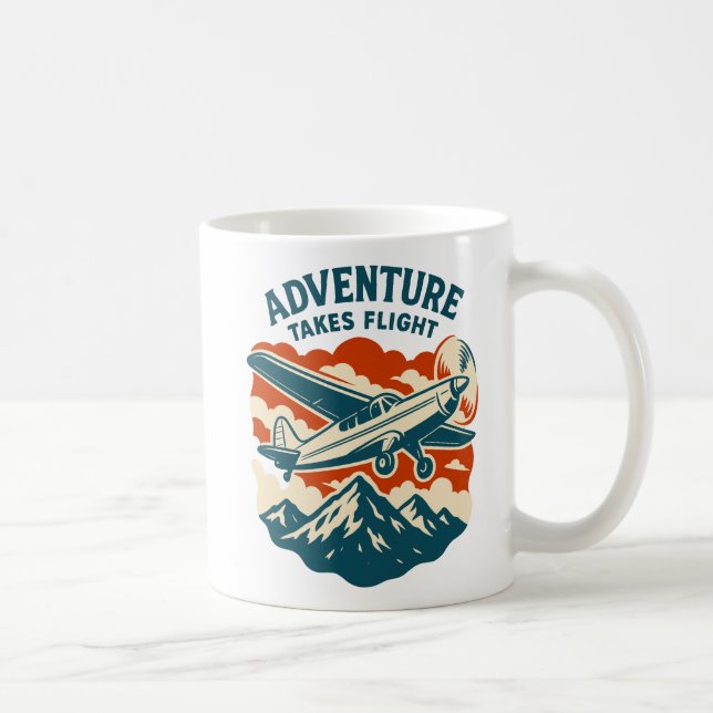 Adventure Takes Flight Retro Air Travel Coffee Mug (Right)