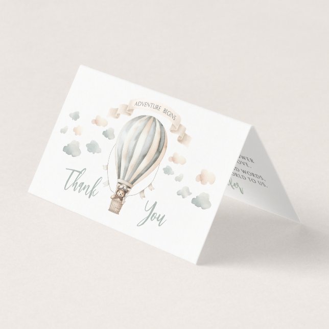 Adventure Teddy Baby Shower Foldable Thank You (Front)