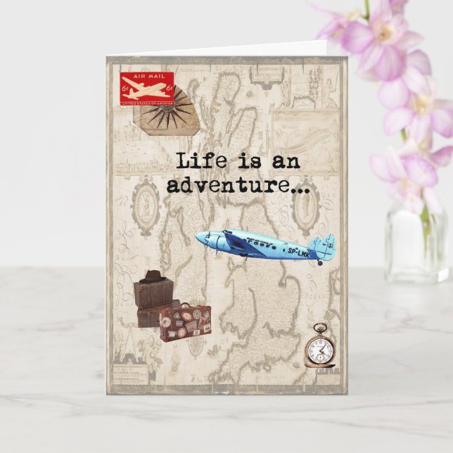 Adventure themed Birthday card (Orchid)