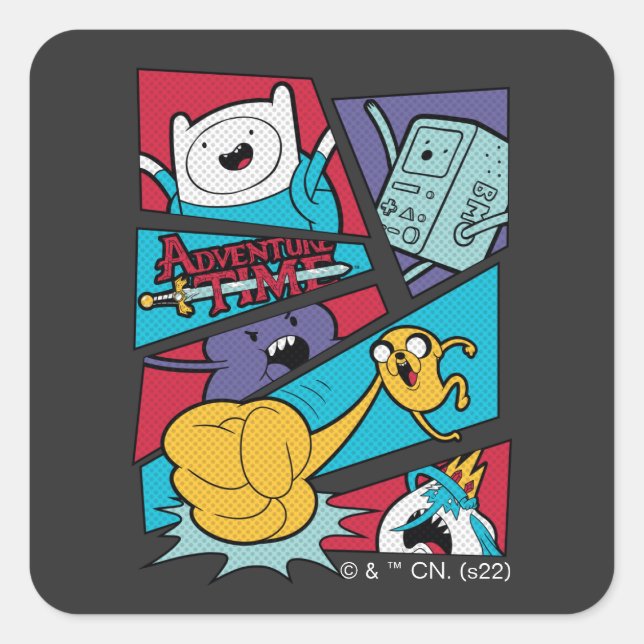 Adventure Time | Action Panel Graphic Square Sticker (Front)