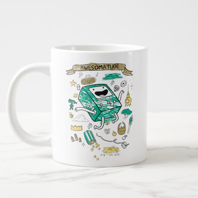 Adventure Time | "Awesomatude" BMO Sketch Large Coffee Mug (Left)
