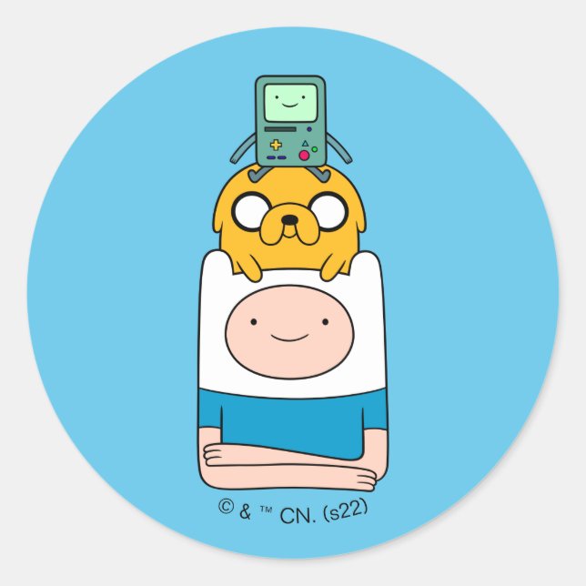 Adventure Time | BMO, Jake, & Finn Classic Round Sticker (Front)
