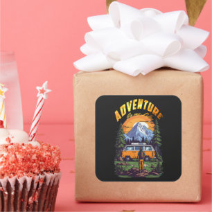  Adventure Time Camping Square Sticker