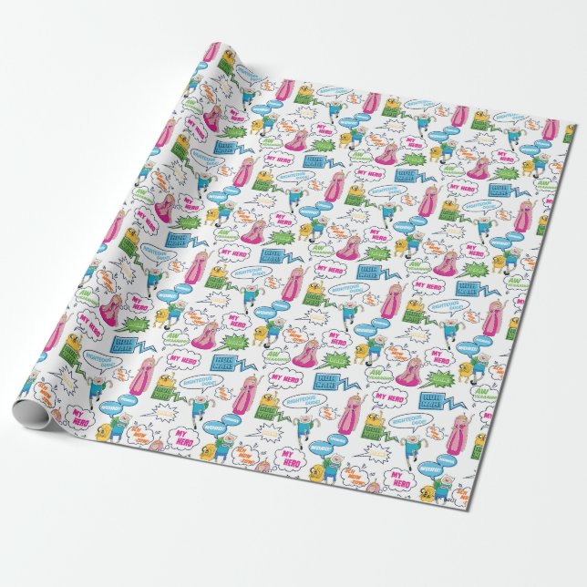 Adventure Time | Character Call-Out Pattern Wrapping Paper (Unrolled)