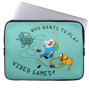 Adventure Time   Finn & Jake Play With BMO Laptop Sleeve