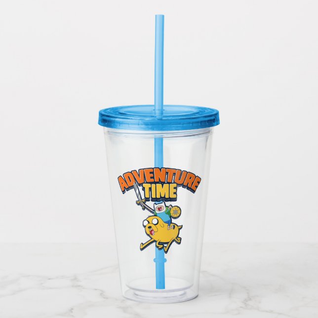 Adventure Time | Finn Riding Jake Acrylic Tumbler (Front)