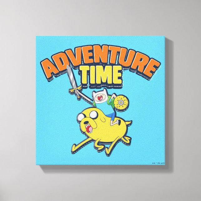 Adventure Time | Finn Riding Jake Canvas Print (Front)