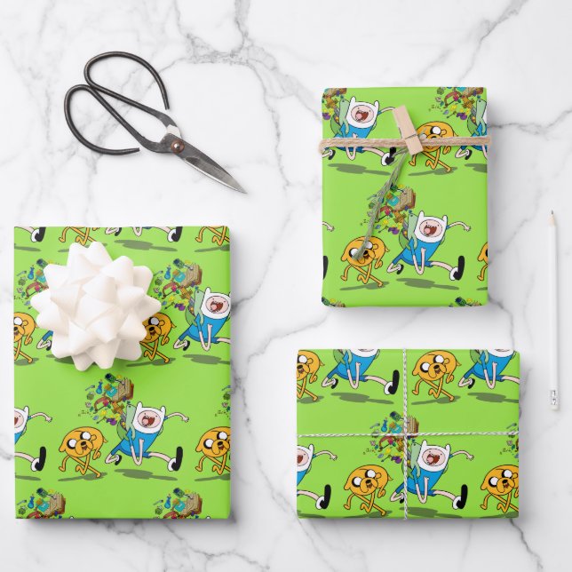 Adventure Time | Finn's Backpack Adventure Gear Wrapping Paper Sheet (Front)
