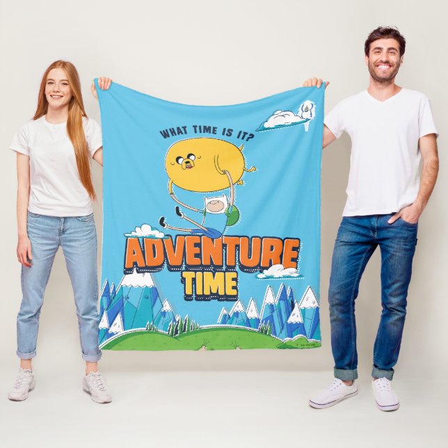 Adventure Time | Jake Floating With Finn Fleece Blanket (In Situ)