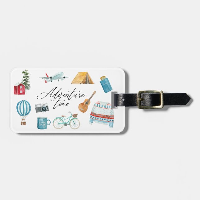 Adventure Time Personalised Aeroplane Travelling Luggage Tag (Front Horizontal)