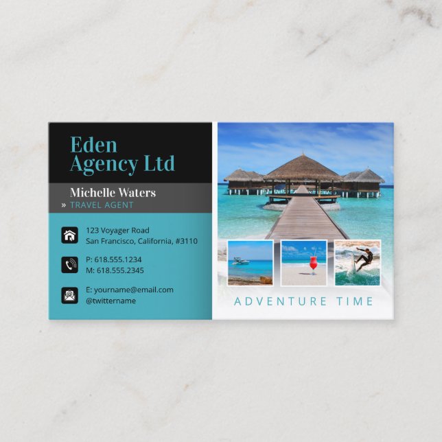 Adventure Time | Tourism | Travel Agent Business Card (Front)