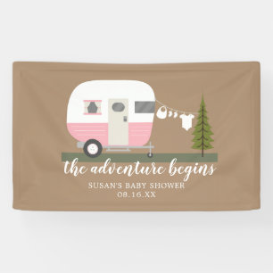 Adventure Trailer Camper Girl Baby Shower Banner