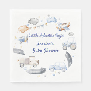 Adventure Transportation Boy Baby Shower  Napkin