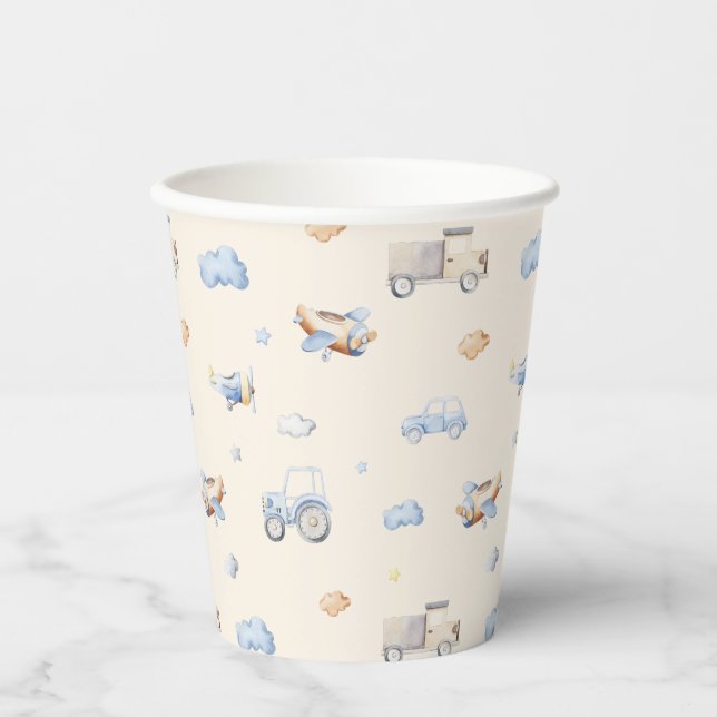 Adventure Transportation Boy Baby Shower  Paper Cups (Front)