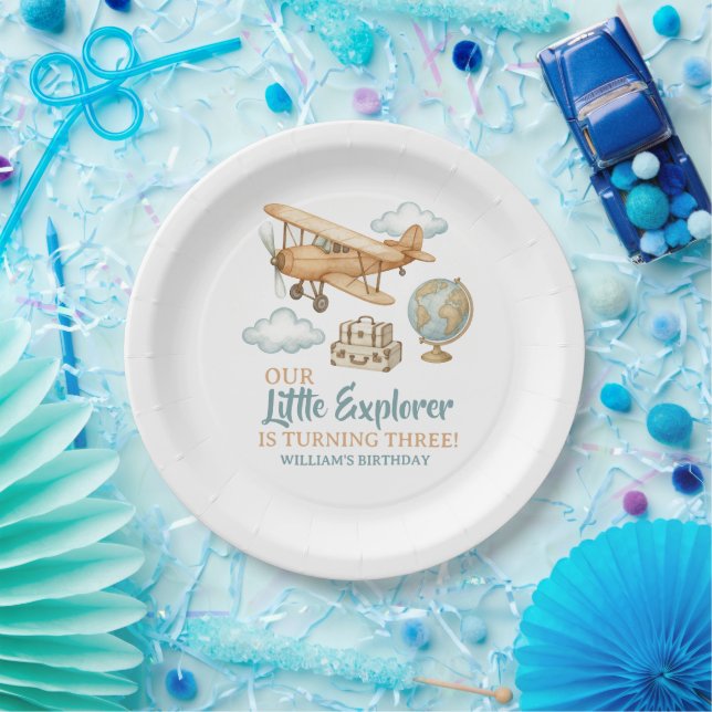 Adventure Travel Little Explorer Birthday Paper Plate (Party)