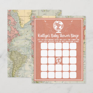 Adventure Travel Map Baby Shower Bingo