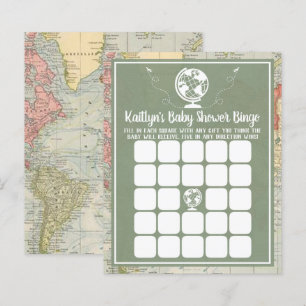 Adventure Travel Map Baby Shower Bingo