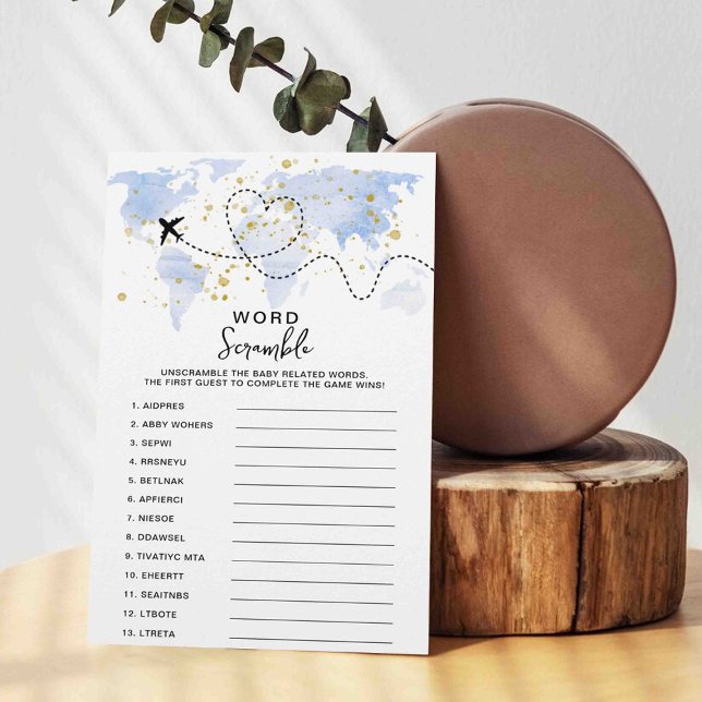 Adventure Travel Map Baby Shower Word Game Cards (Creator Uploaded)