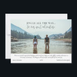 Adventure Travel Photos Collage Christmas  Holiday Card<br><div class="desc">Elevate your holiday greetings with our Traveller's Holiday Photo Card, specially designed for adventurers, globe-trotters, military personnel, and anyone embracing a gap year or exploring the world. The front boasts the cheerful message 'Jingle all the way... to our next adventure, ' capturing the spirit of wanderlust. The focal showcase photo...</div>