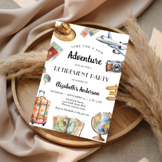 Adventure Travel Theme Retirement Invitation
