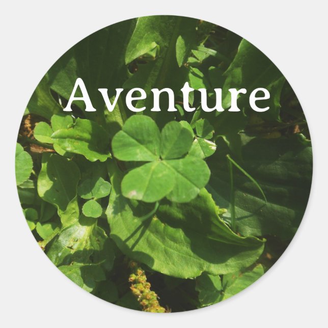 Adventure Trimmer with Four Leaves Classic Round Sticker (Front)