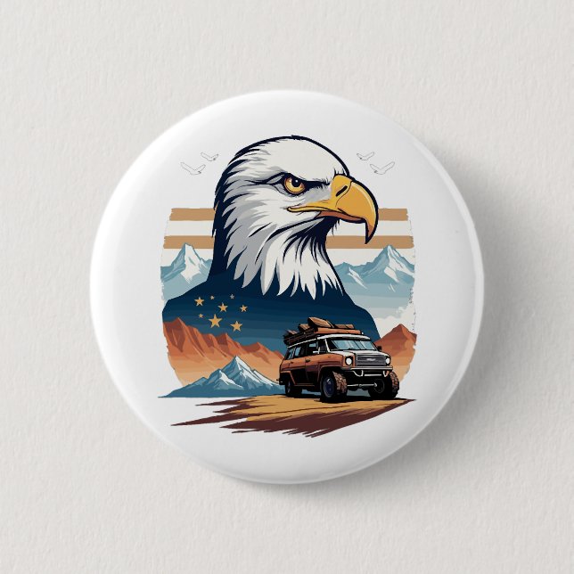 Adventure Trip USA 6 Cm Round Badge (Front)