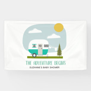 Adventure Turquoise Retro Camper Boy Baby Shower Banner