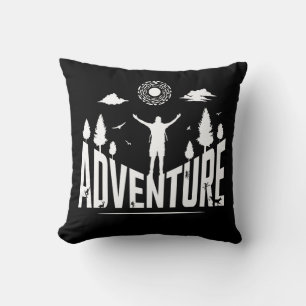 Adventure Typography White Art Cushion
