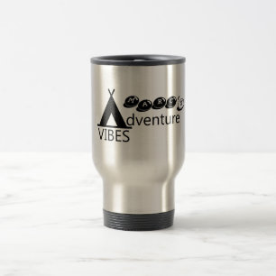 Adventure Vibes Tent Typography with Name, Camping Travel Mug