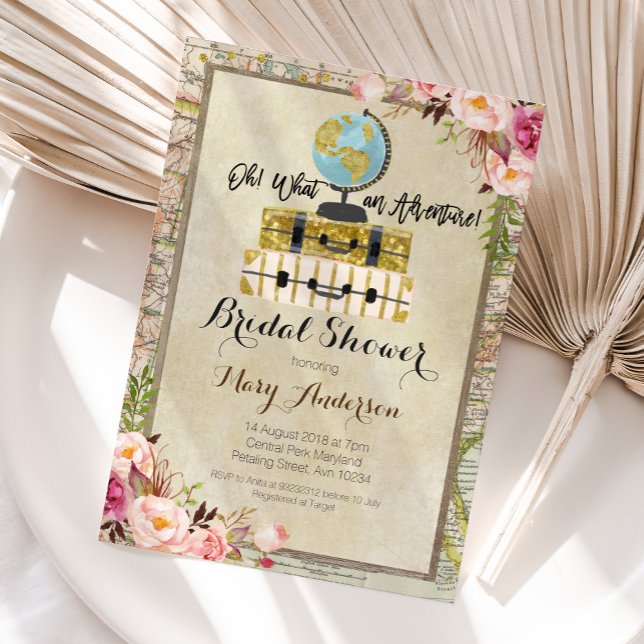 Adventure Vintage Bridal Shower Invitation (Creator Uploaded)