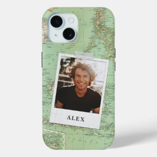 Adventure vintage map stylish photo graduation iPhone 15 case