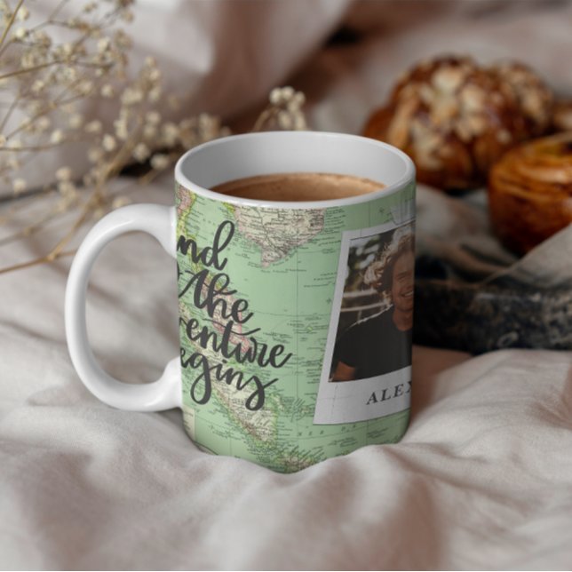 Adventure vintage map stylish photo graduation coffee mug (Creator Uploaded)