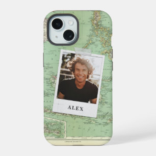 Adventure vintage map stylish photo graduation iPhone 15 case