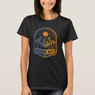 Adventure Waits Adventure Hiking Camping Mountaine T-Shirt