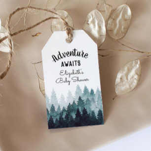 Adventure Watercolor Rustic Forest Baby Shower Gift Tags