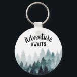 Adventure Watercolor Rustic Forest   Key Ring<br><div class="desc">watercolor painted rustic forest "adventure awaits" keychain. Customisable!</div>