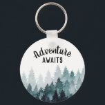 Adventure Watercolor Rustic Forest   Key Ring<br><div class="desc">watercolor painted rustic forest "adventure awaits" keychain. Customisable!</div>