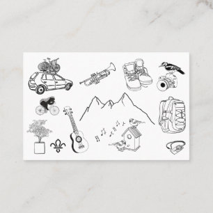 Adventure wedding Line Drawing Business Card