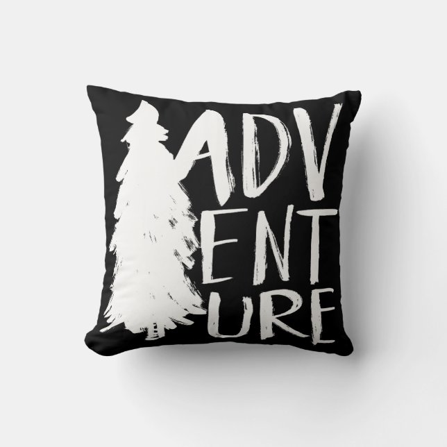 Adventure | White Brush Script style Cushion (Front)