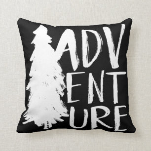 Adventure White Brush Script style Cushion