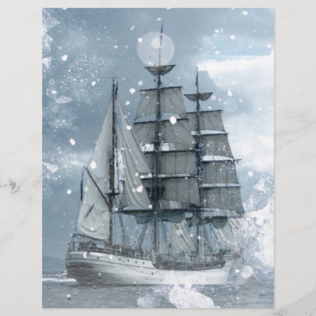 adventure winter snow storm vintage pirate ship (Front)