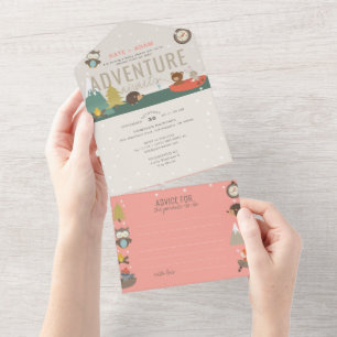 Adventure Woodland & Advice Neutral Baby Shower All In One Invitation