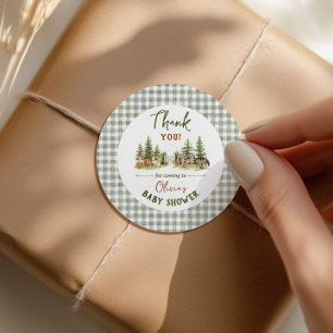 Adventure Woodland Animal Baby Shower Thank You Classic Round Sticker