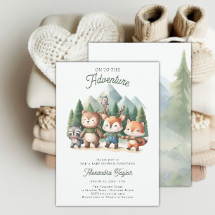 Adventure Woodland Animals Neutral Baby Shower Invitation
