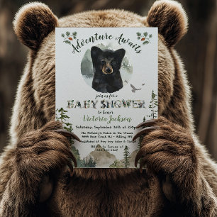 Adventure Woodland Baby Bear forest Baby Shower Invitation